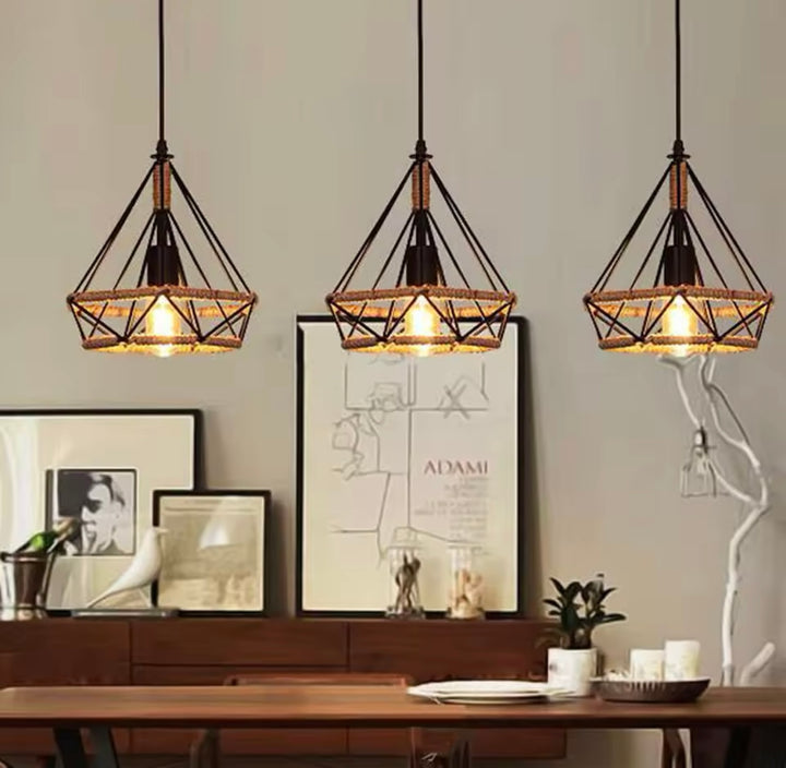 Modern Industrial Triple Pendant Light with Geometric Design