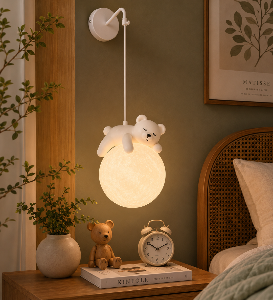 Globe with bear pendant light