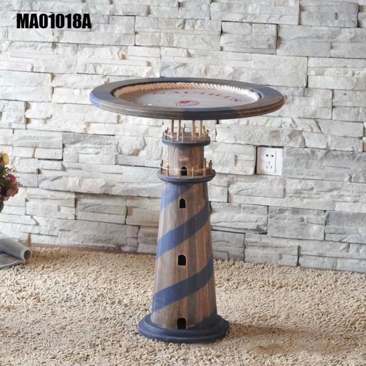 Lighthouse-Inspired Rustic Accent Side Table