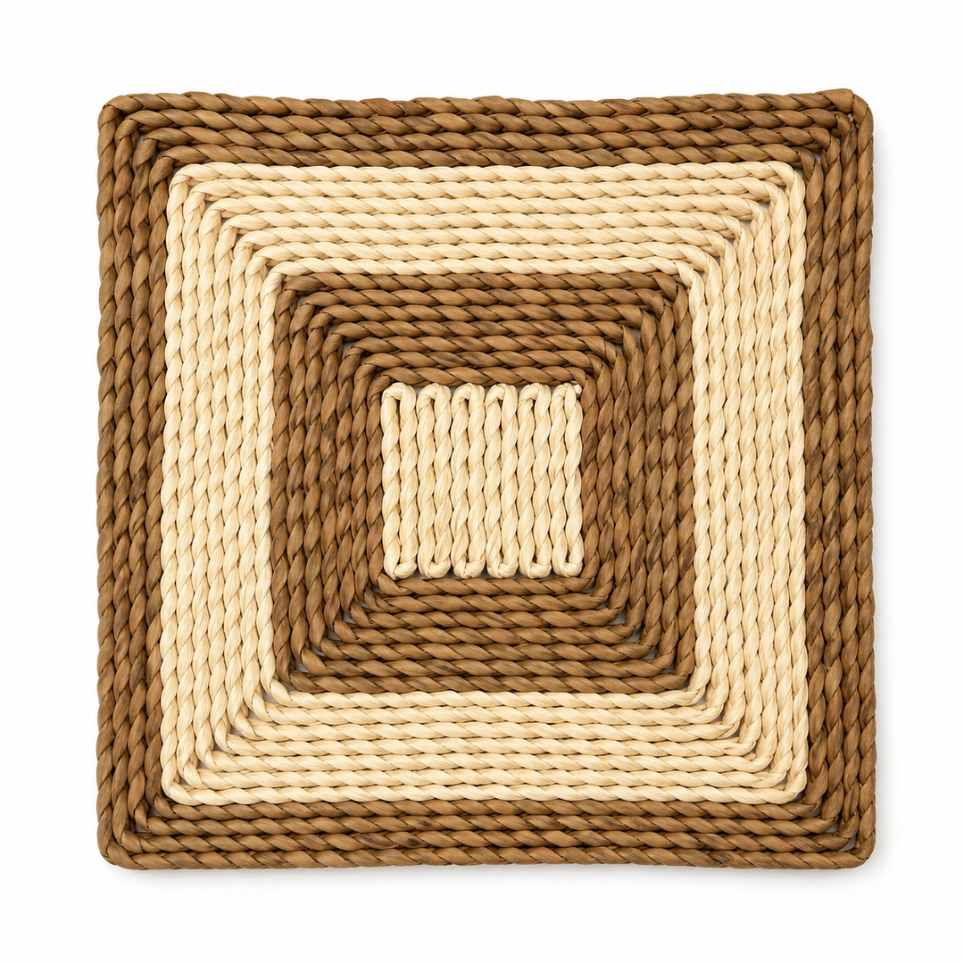 Leaf Square Flower Woven Trivet