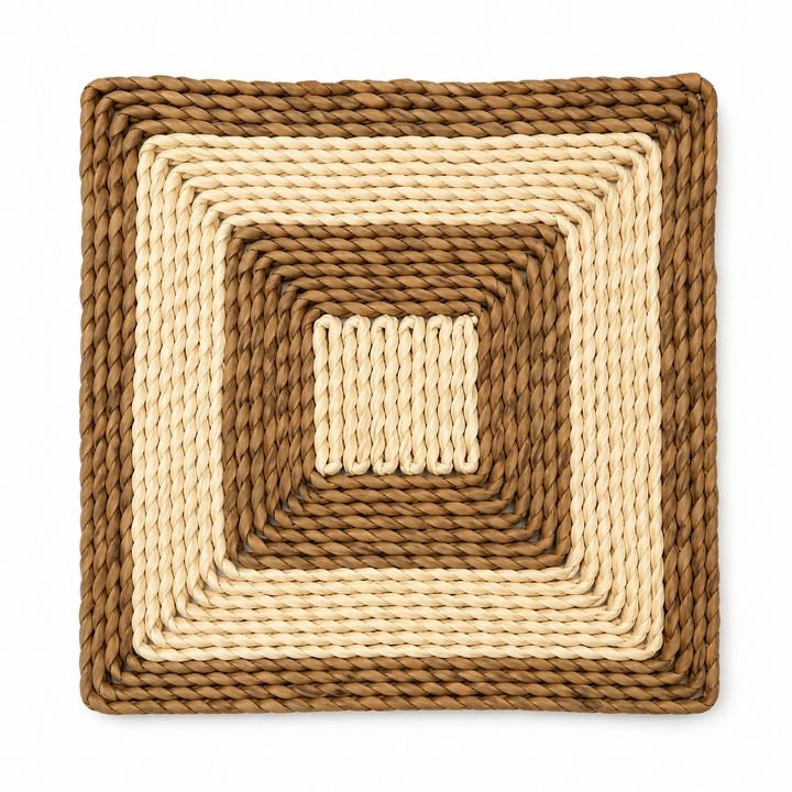 Leaf Square Flower Woven Trivet