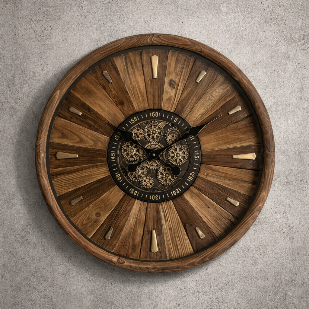 Rustic Gear Wall Clock