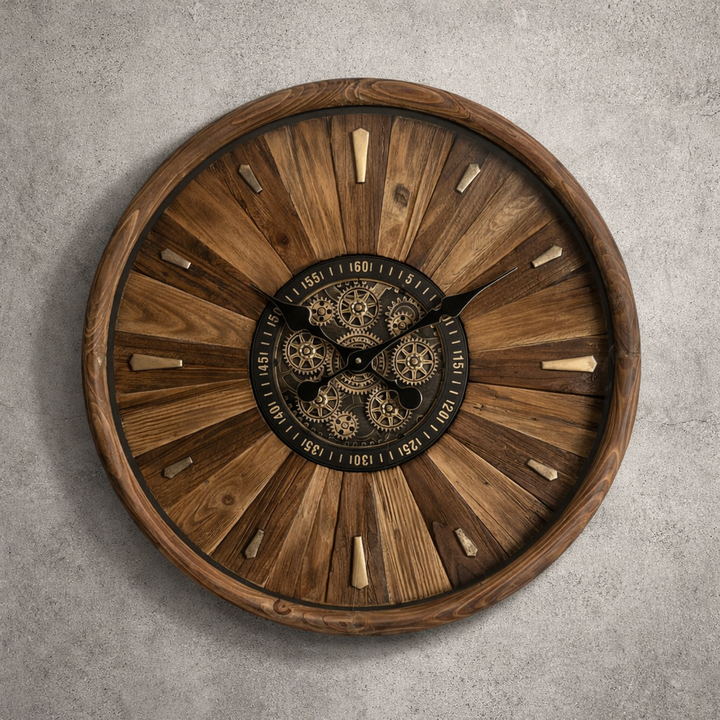 Rustic Gear Wall Clock
