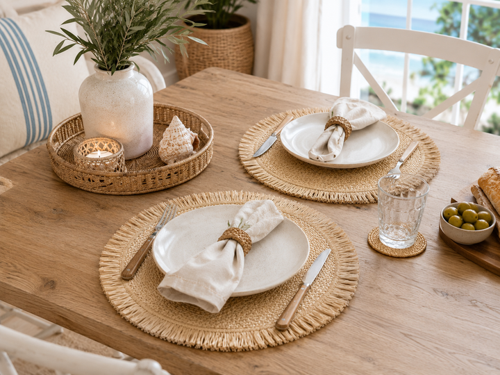 Handwoven Seagrass Fringe Placemats set of 2