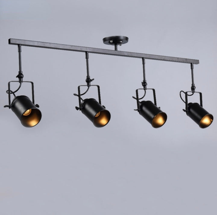 Industrial Track Lighting with Adjustable Spotlights