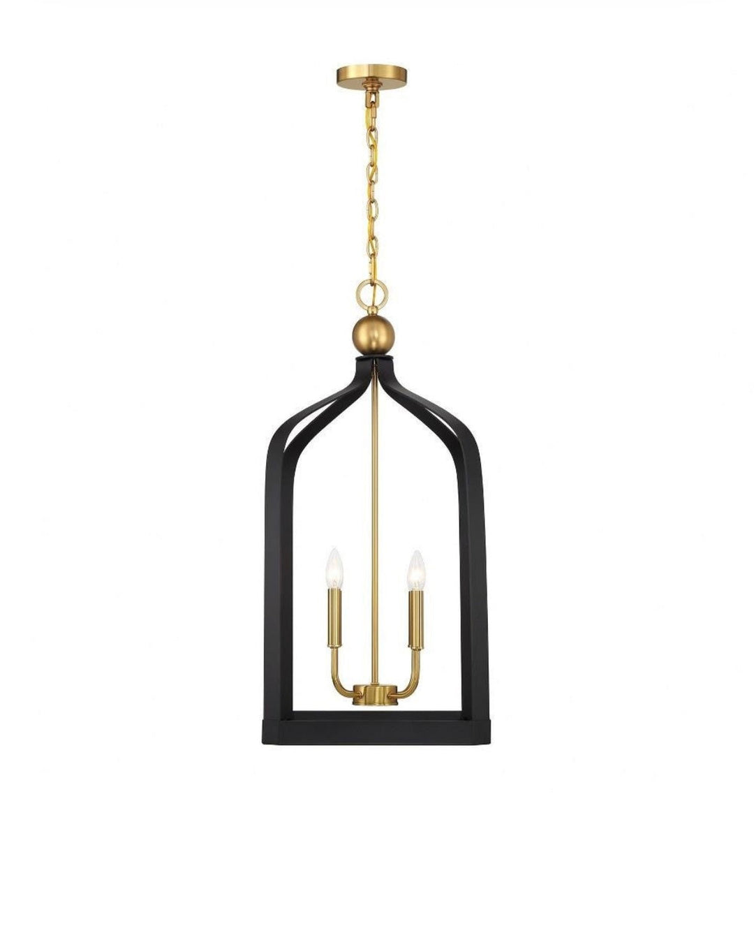 Elegant White and Gold Cage Chandelier