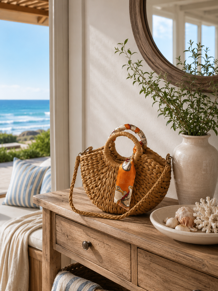 Woven Straw Handbag