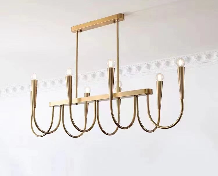 Modern Gold or Black Chandelier with Elegant Curved Design