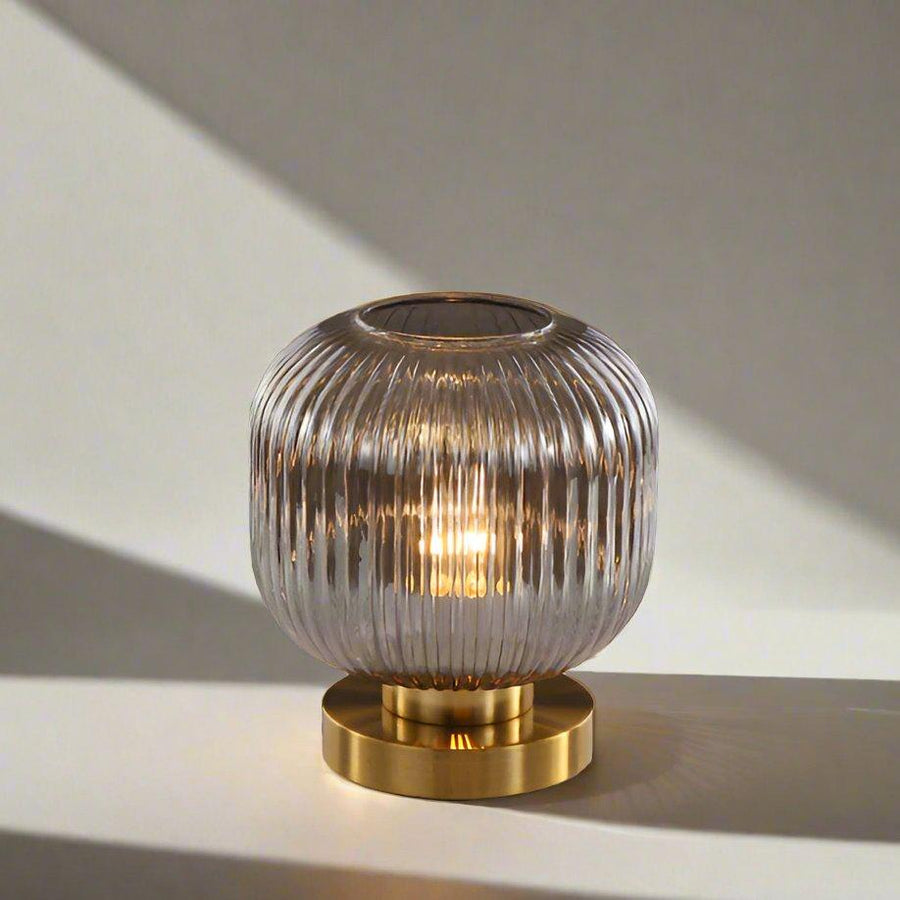 Modern Glass Table Lamp with Brass Base