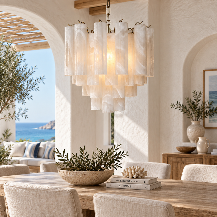 White Translucent Tube Chandelier