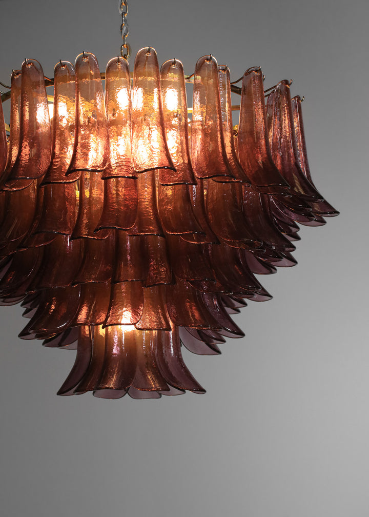 Burgundy Glass Cascade Chandelier with Layered Shades