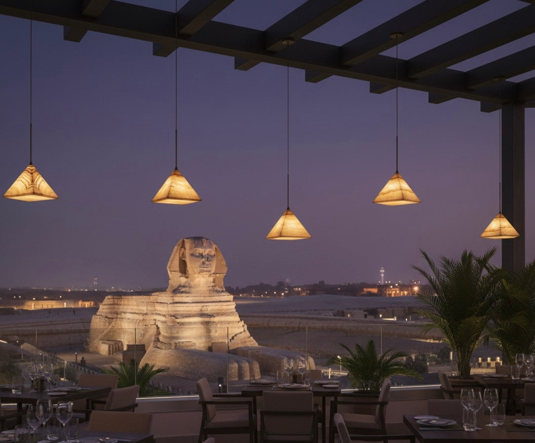 Warm Pyramid AlabasterPendant Light