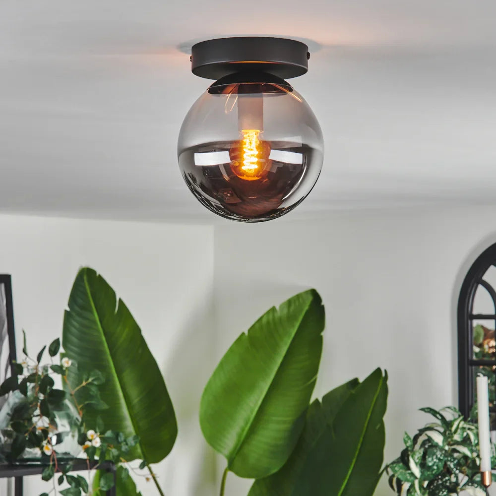 Modern Smoked Glass Globe Ceiling Light