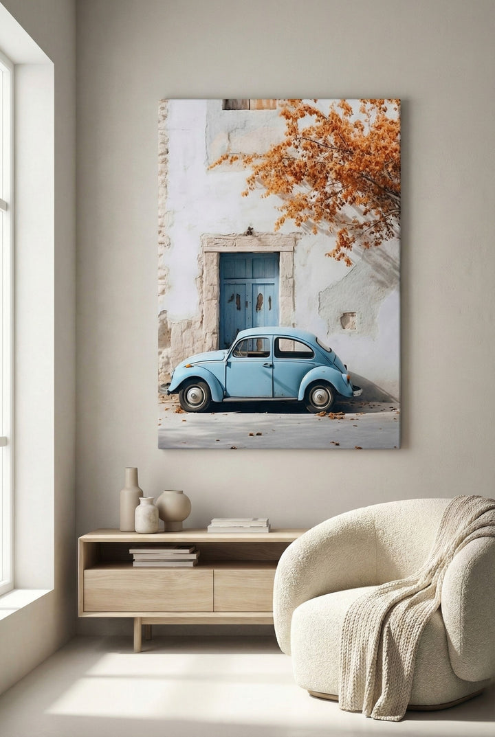 Vintage Blue Car Wall Canvas