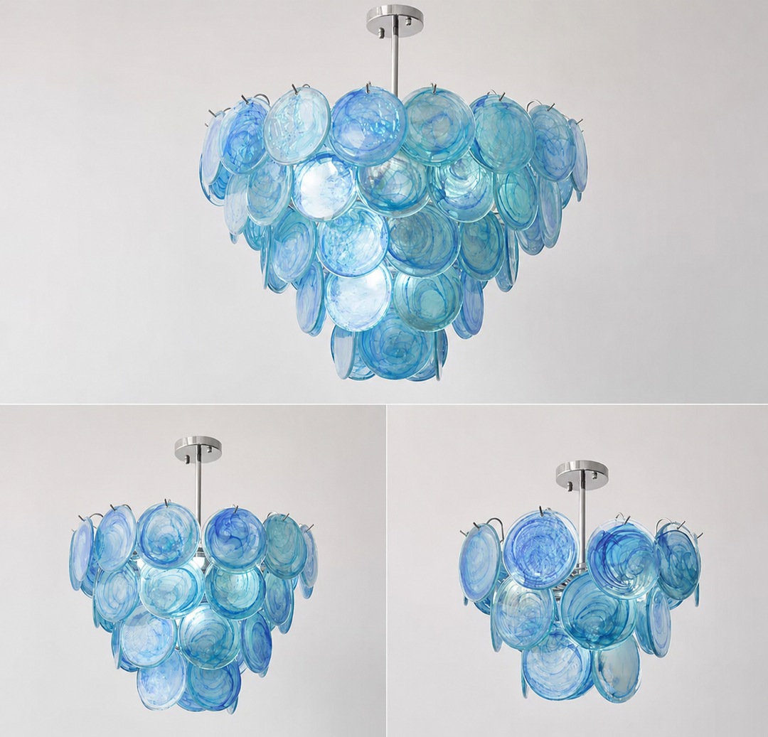 Iridescent Glass Disc Chandelier
