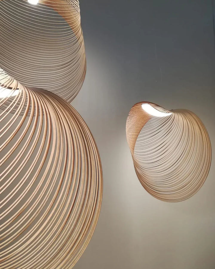 Wooden Modern LED Sculptural Pendant Light