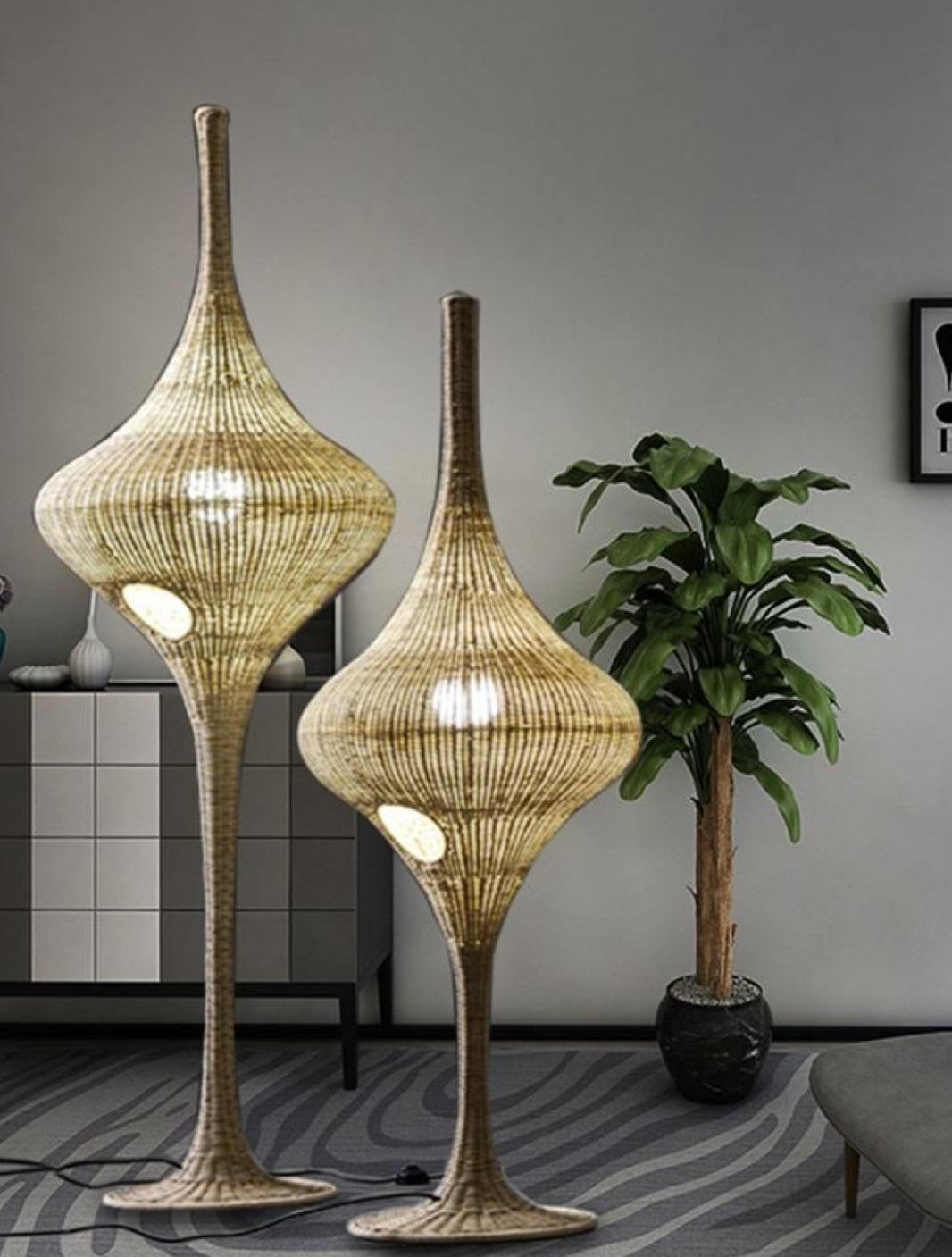 Rustic Woven Natural Floor Lamp