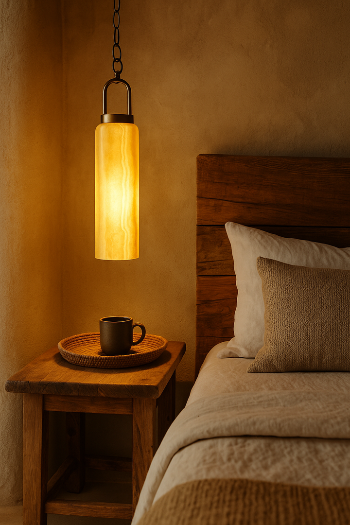 Tall Alabaster Marble Effect Table Lamp