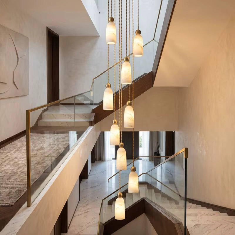 Light Cream Pendant Cluster with Gold-Tone Details