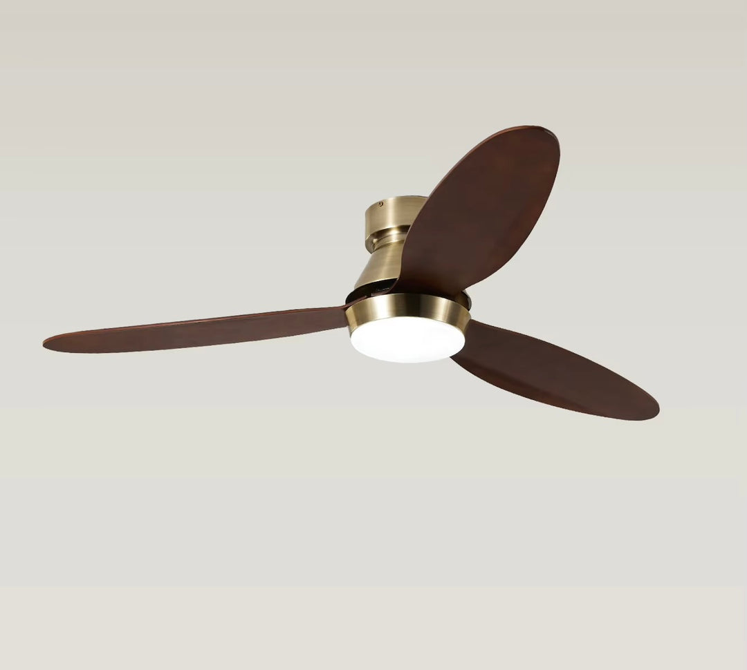 Aureo Brass & Walnut Ceiling Fan with LED Light