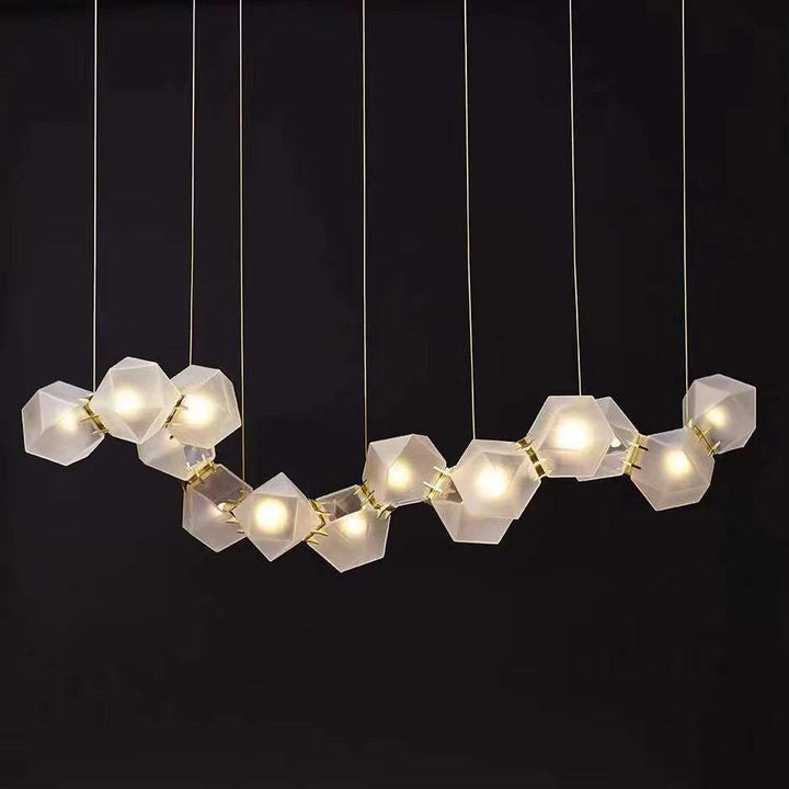 Modern Geometric Pendant LightModern Geometric Pendant Light for Dining Room (8 cells)Illuminate your dining area with this striking modern geometric pendant light, featuring a unique configuration of frosted hexagonal glass shades. Designed to add elPendant LightingWadi Home