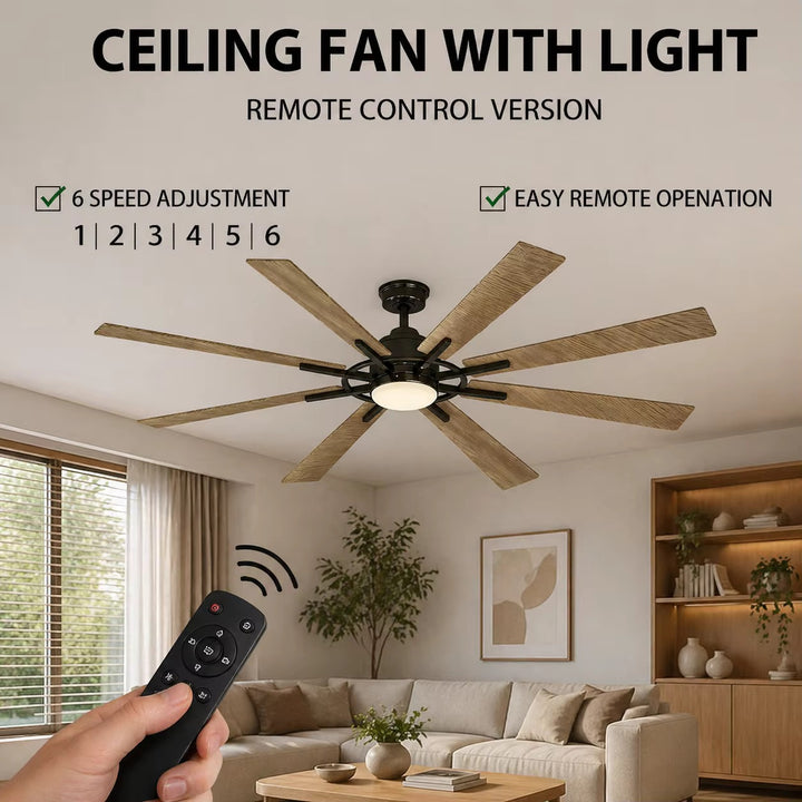 Modern Wooden Ceiling Fan with Light