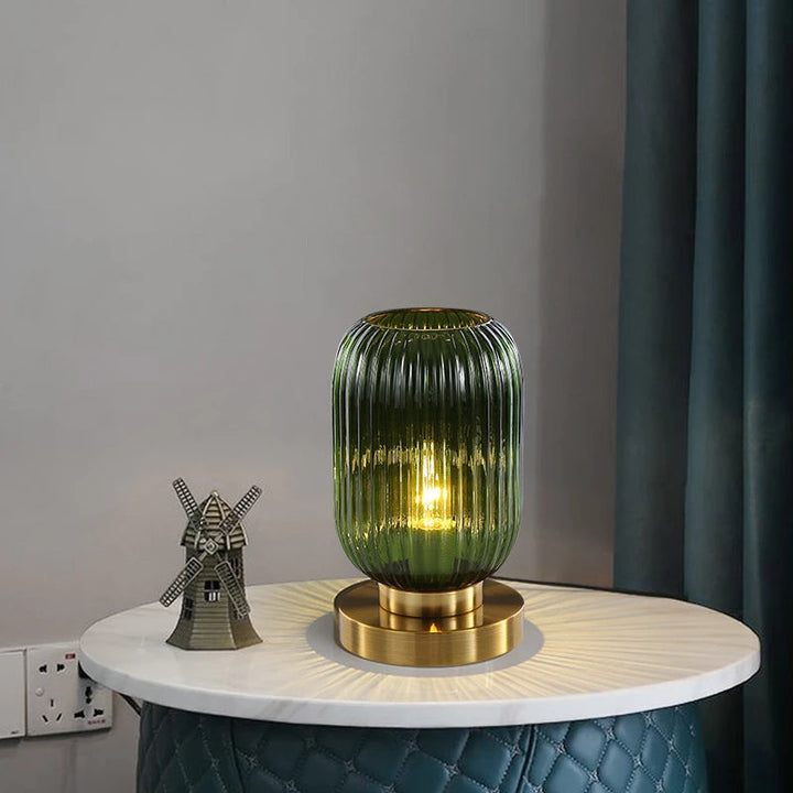 Modern Glass Table Lamp with Brass Base