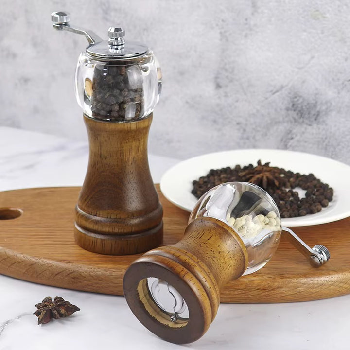 Natural Wood and Glass Pepper Mill