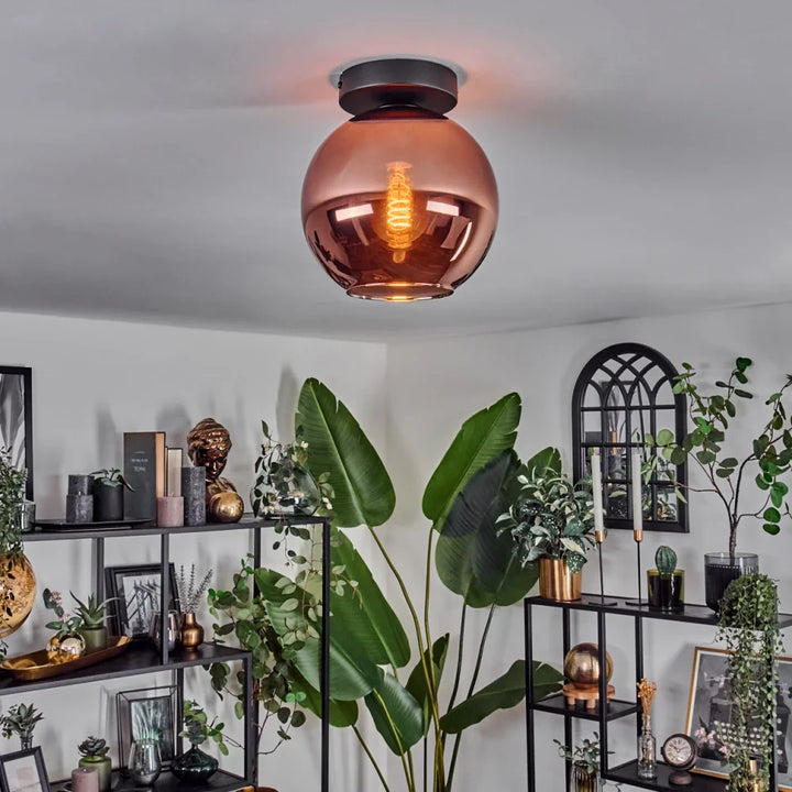 Modern Copper Glass Globe Ceiling Light