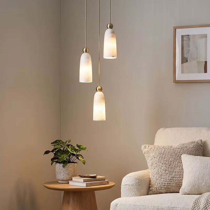 Light Cream Pendant Cluster with Gold-Tone Details