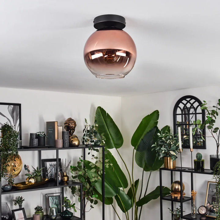 Modern Rose Gold Glass Globe Ceiling Light