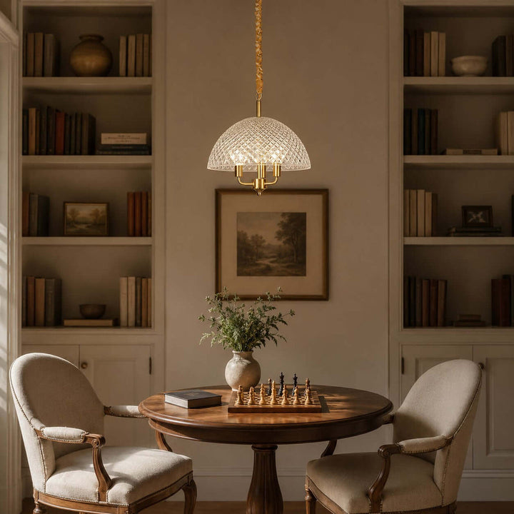 Textured Glass and Brass Pendant Light