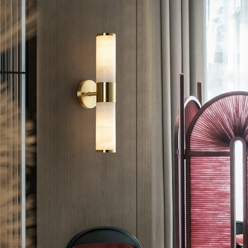 Modern Brass and Opal Alabaster Wall Light