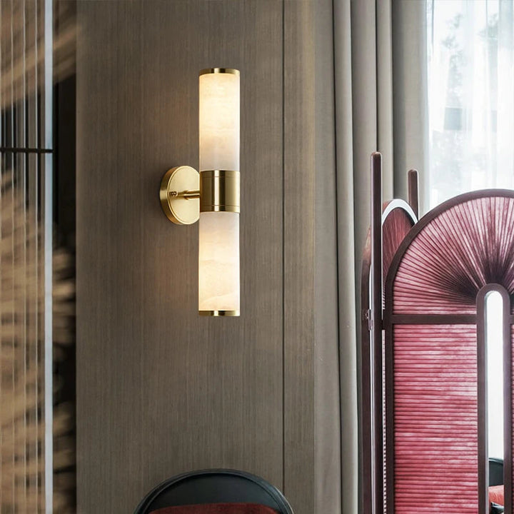Modern Brass and Opal Alabaster Wall Light