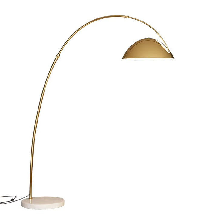 Brass Arc Floor Lamp with Dome Shade