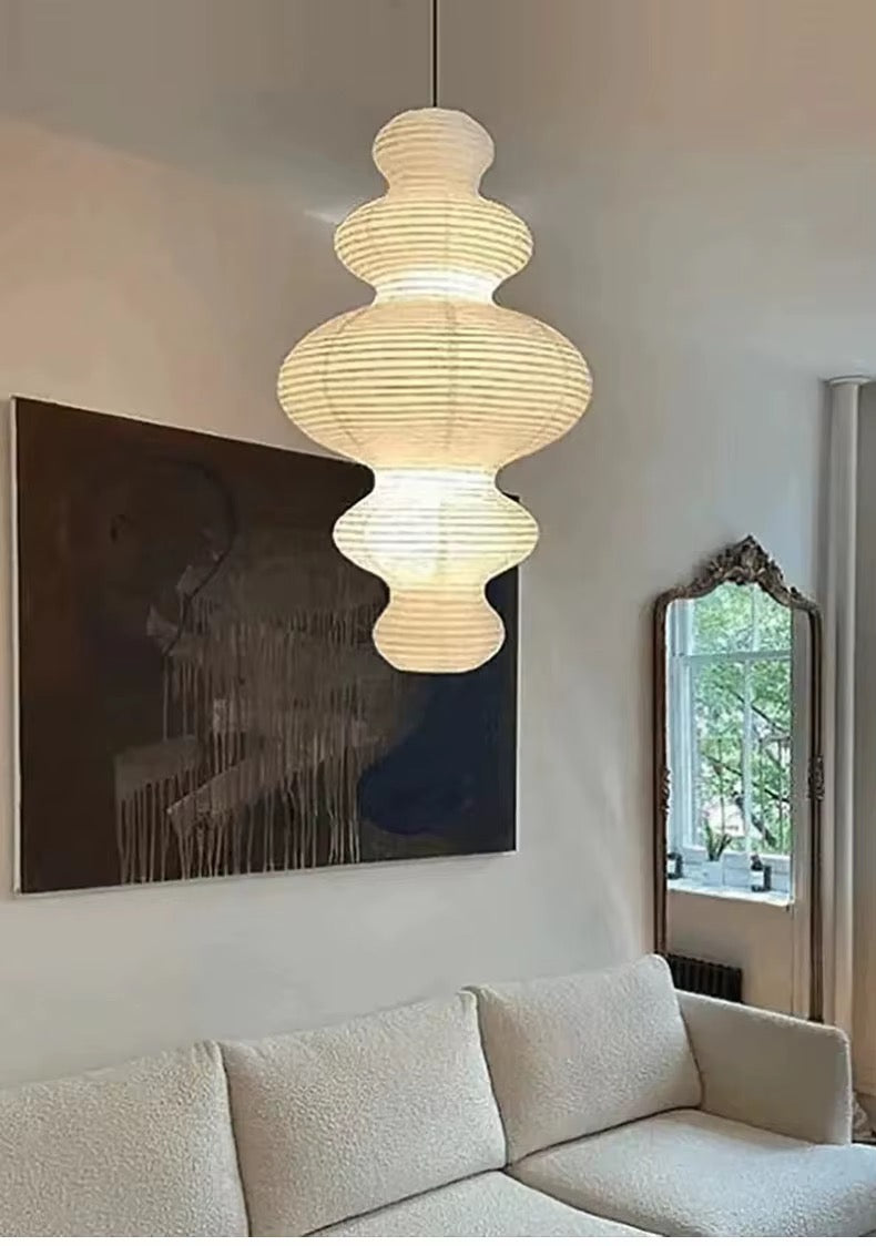 Sculptural Cream Paper Pendant Light