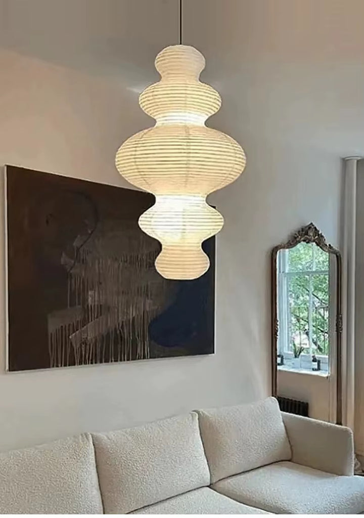 Sculptural Cream Paper Pendant Light