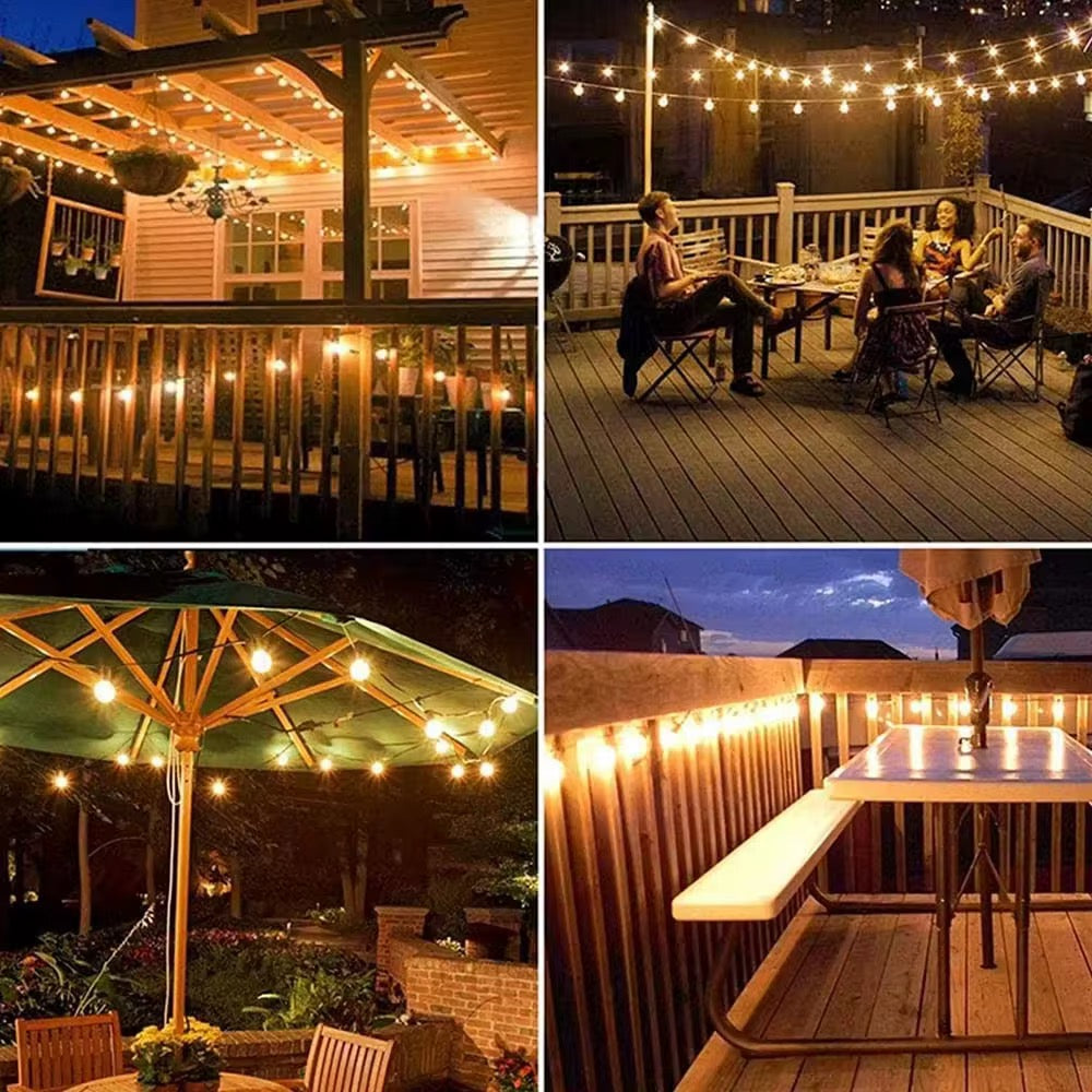 Vintage Outdoor String Lights with Solar panel (Bulbs included)
