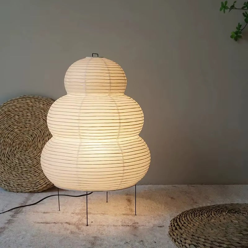 Sculptural White Paper Lantern Floor Lamp