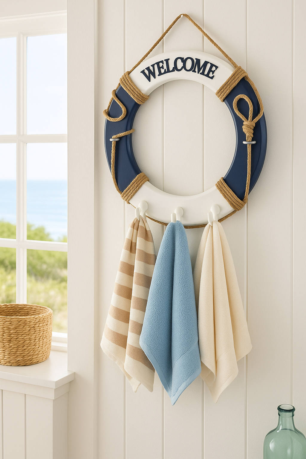 Nautical Welcome Lifebuoy Wall Decor