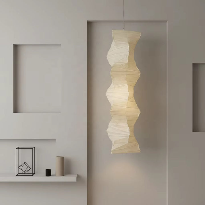 Sculptural Ivory Pleated Pendant Light