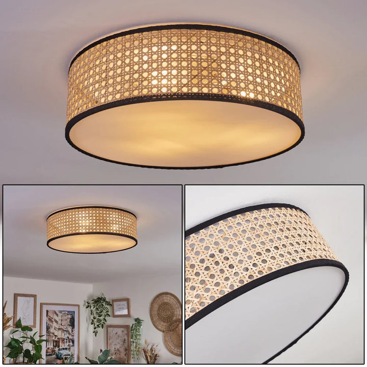 Rustic Rattan Drum Ceiling Light