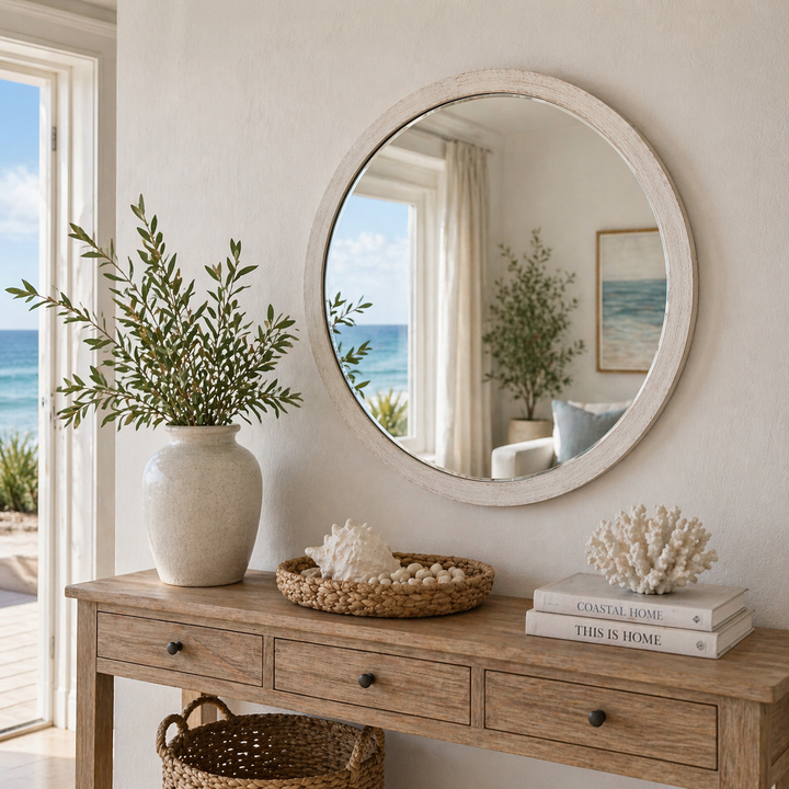 Minimal Coastal Round Mirror