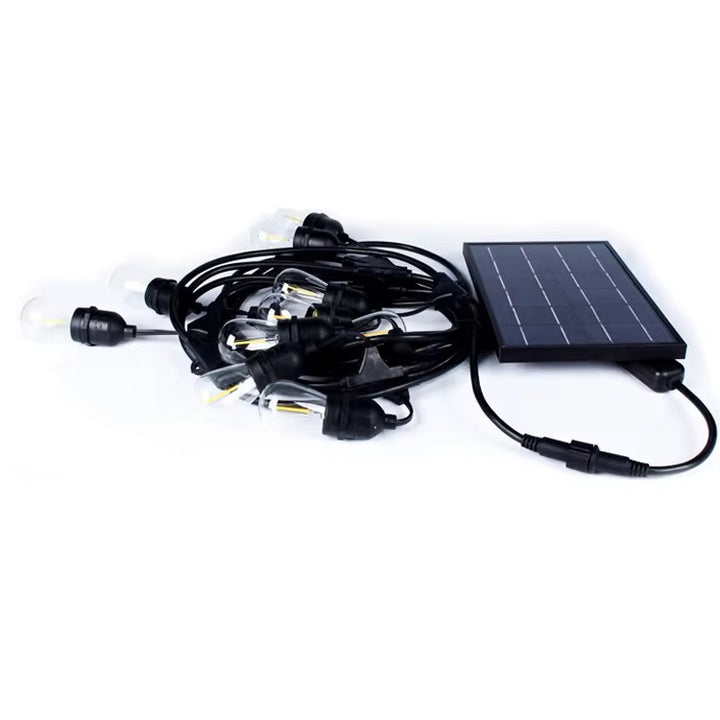 Vintage Outdoor String Lights with Solar panel (Bulbs included)