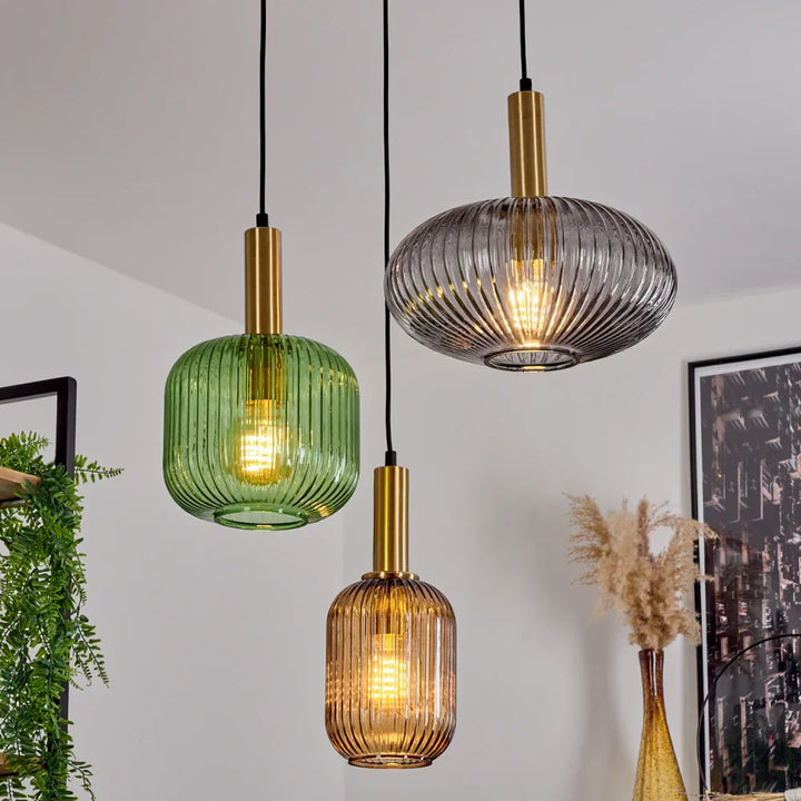 Modern Multicolored Glass Pendant Light Set