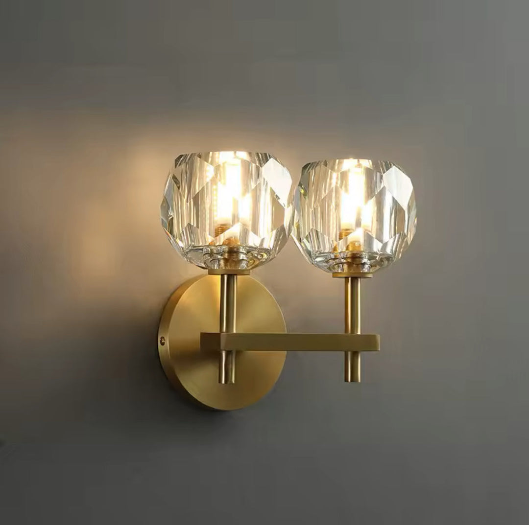 Modern Crystal Wall Light - Dual Glass Globe Design