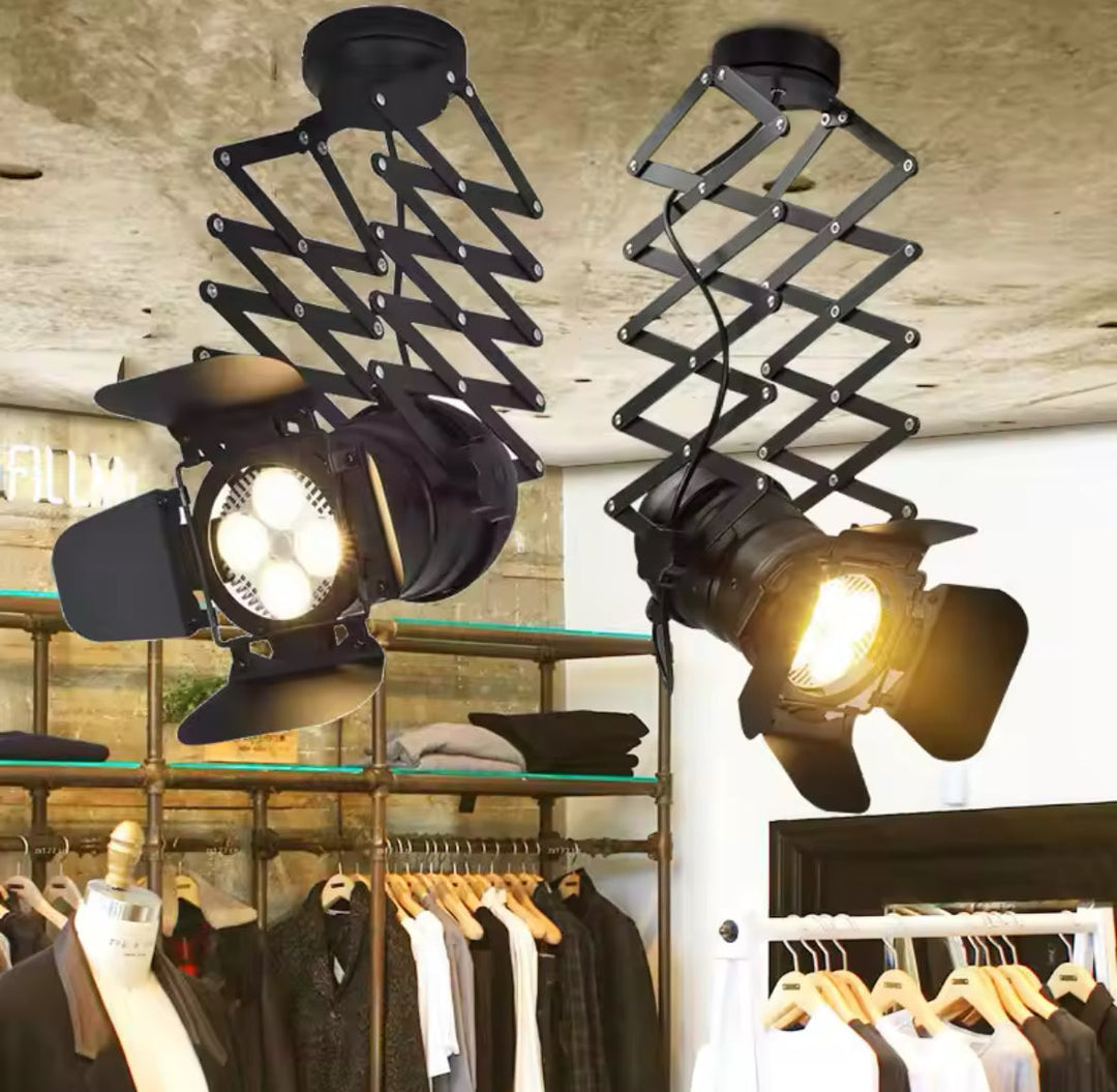 Industrial Ceiling Spotlight with Extendable Scissor Arm