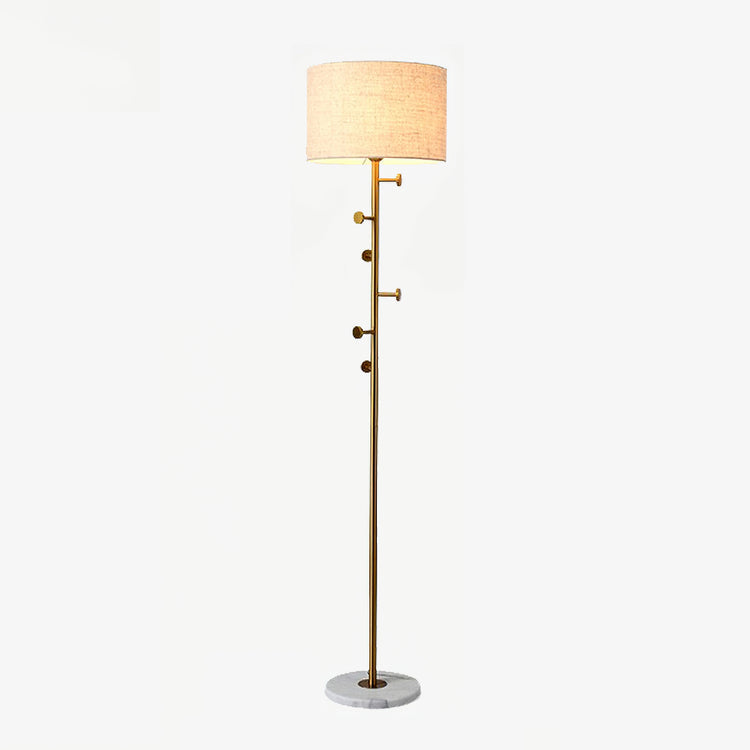 Brass Floor Lamp with Linen Drum Shade