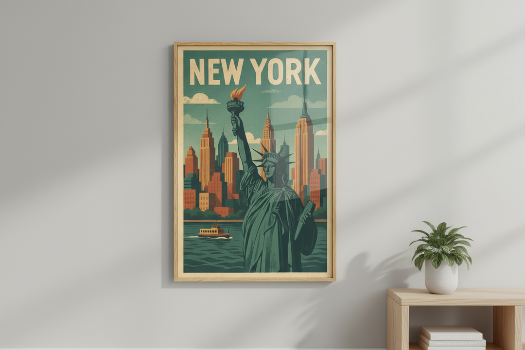 New York Statue of Liberty Vintage Travel Poster Canvas