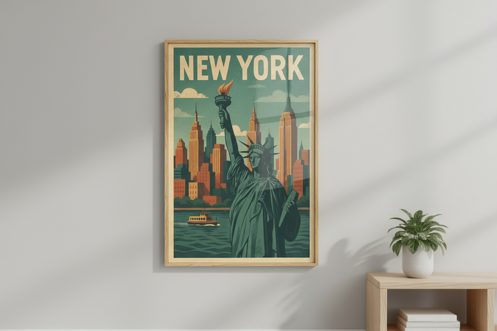 New York Statue of Liberty Vintage Travel Poster Canvas